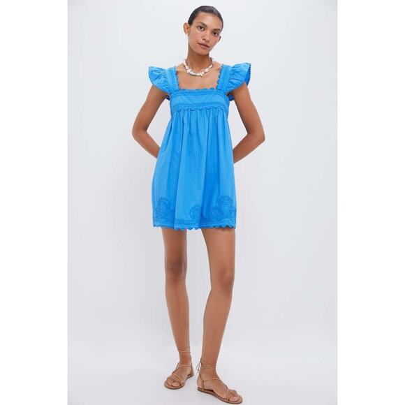 JULIET DUNN Cornflower Poplin Baby Doll Dress with Ric Rac Embroidery Sz 1 NWT - Picture 4 of 4